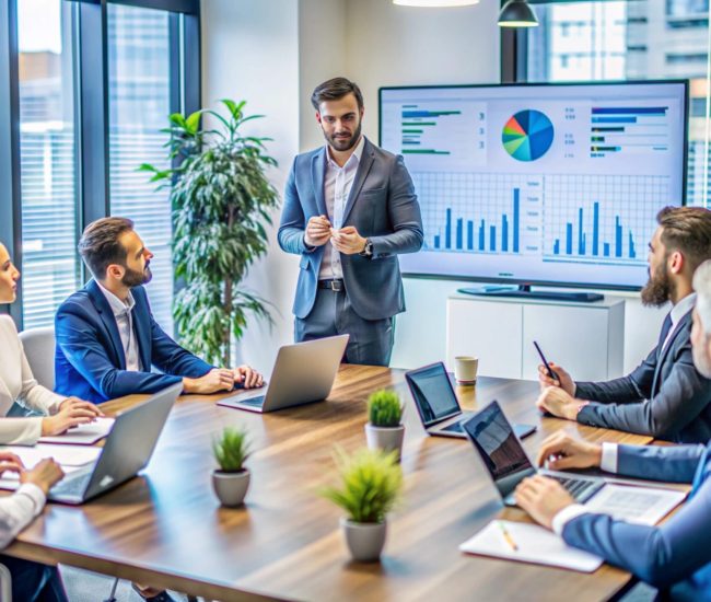 Business people meeting in a conference room.